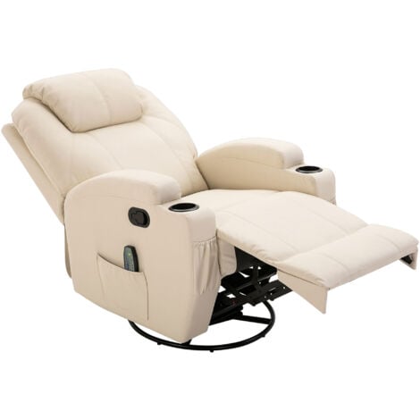 HOMCOM Poltrona Relax 5 Modalità di Massaggio Reclinazione Manuale e Poggiapiedi