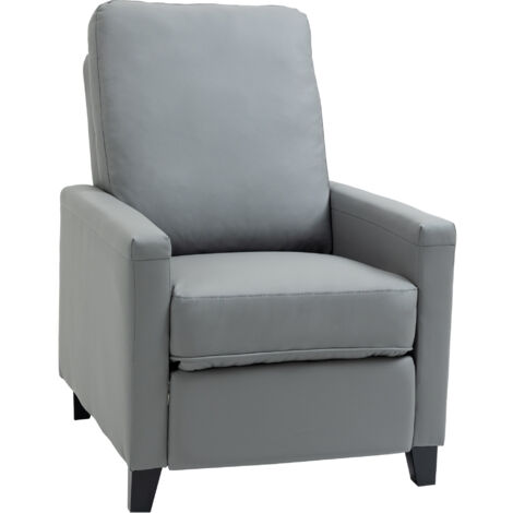HOMCOM Poltrona Relax Imbottita e Reclinabile Manualmente, in Similpelle, 70.5x86x99cm - Grigio