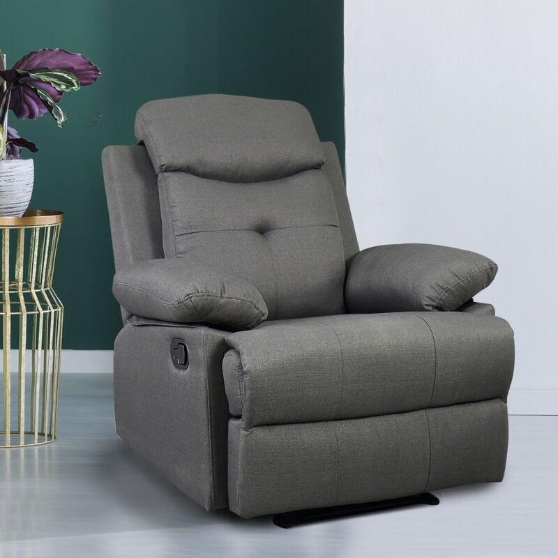 84x95x97cm HOMCOM Poltrona Relax Reclinabile con Poggiapiedi Imbottita Rivestimento in Microfibra Grigio