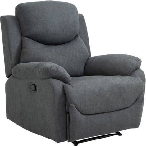 HOMCOM Poltrona Relax in Lino Grigio Schienale Reclinabile 150° 93x88x102cm