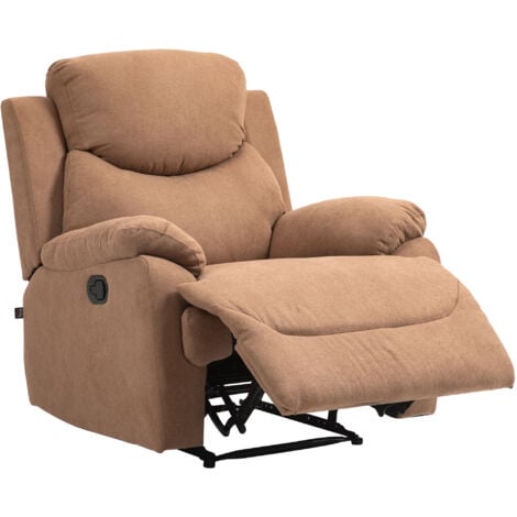 HOMCOM Poltrona Relax in Tessuto Ergonomica Schienale Reclinabile 150° Marrone