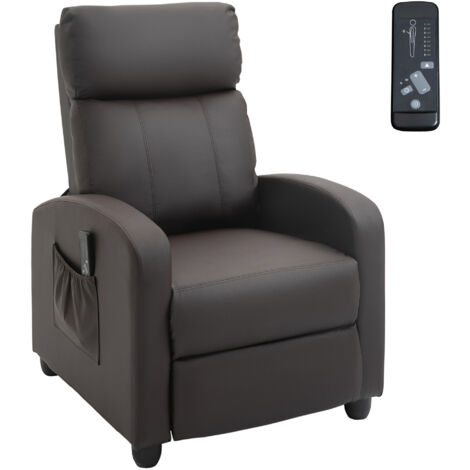 HOMCOM Poltrona Relax Massaggiante con 8 Modalit� e 5 Intensit�, Poltrona Reclinabile con Poggiapiedi e Telecomando - Marrone
