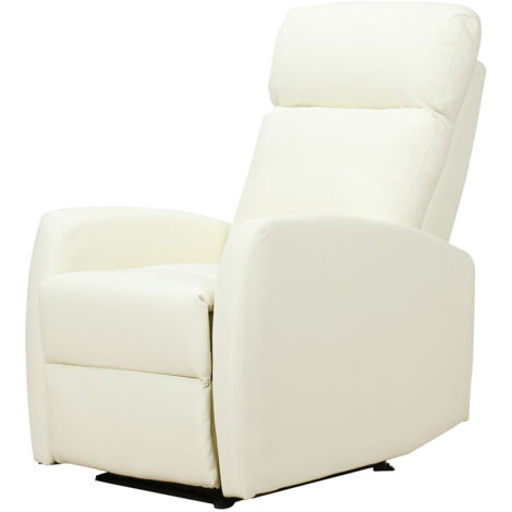 Homcom Poltrona Relax Reclinabile Ergonomica Ecopelle 65 × 92 × 100cm Crema