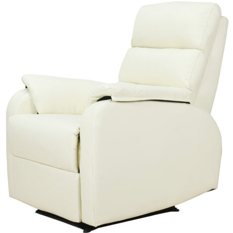 Homcom Poltrona Relax Reclinabile Manuale in Similpelle, Crema, 75x92x99cm