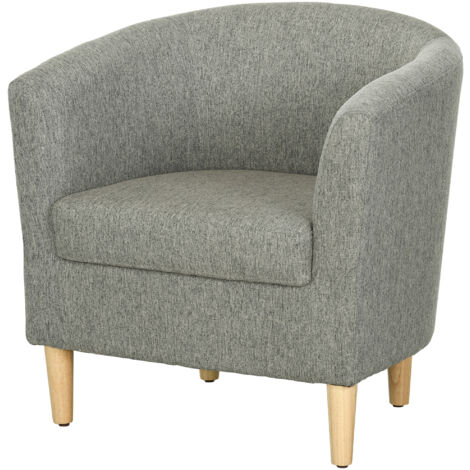 HOMCOM Poltroncina da Camera a Pozzetto in Tessuto con Gambe in Legno Grigio