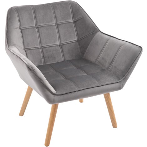 EASYCOMFORT Poltrona Design Scandinava in Legno ed Effetto Velluto