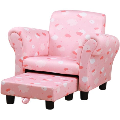 HOMCOM Poltroncina per Bambini Imbottita, Poltrona per cameretta con  Rivestimento in PVC e Struttura in Legno, 59x41.5x49cm, Rosa Brillanti