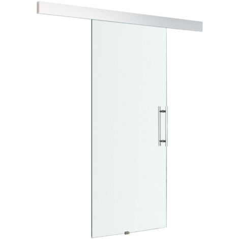 Porte X Interni Scorrevoli.Homcom Porta Scorrevole In Vetro Temperato Smerigliato Con Binario 102 5 X 205cm E7 0015