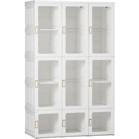 HOMCOM Portable Wardrobe, Clothes Organiser with Hanging Rods, White