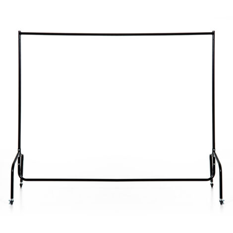 HOMCOM Portant à Vêtements Roulettes Tringle Solide Charge 140 Kg 180x60x170 cm Porte-Manteau Acier Noir