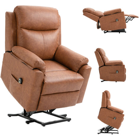 HOMCOM Power Lift Chair Electric Riser Armchair with Remote Control, Brown