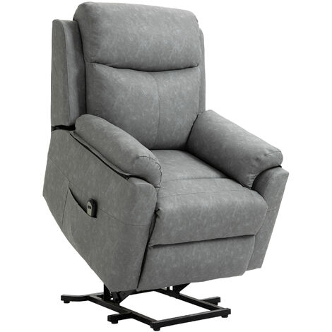 main image of "HOMCOM Power Lift Chair Electric Riser Recliner for Elderly, Faux Leather Sofa Lounge Armchair with Remote Control and Side Pocket, Grey"