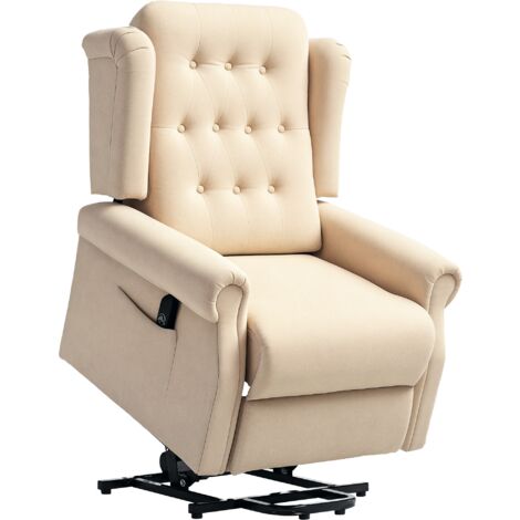 HOMCOM Power Lift Recliner Armchair with Wingback, Button Tufted, Beige