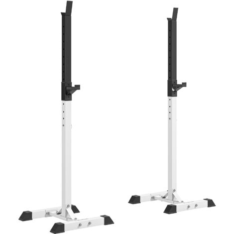 HOMCOM Power Rack Weight Stand Bar Barbell Squat Stand Spotter, for Home Workout White