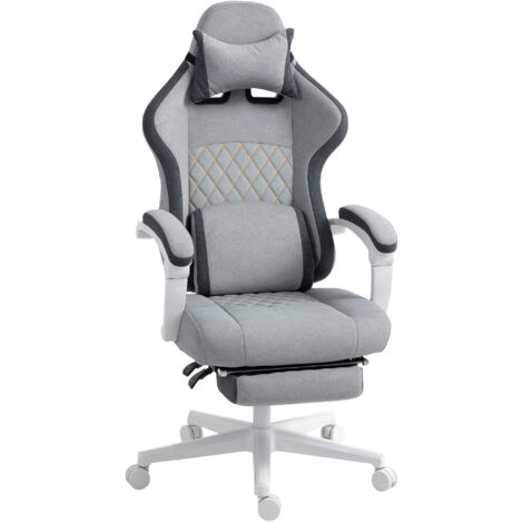 HOMCOM Printed Velvet Computer Recliner Chair with Adjustable Height, Grey