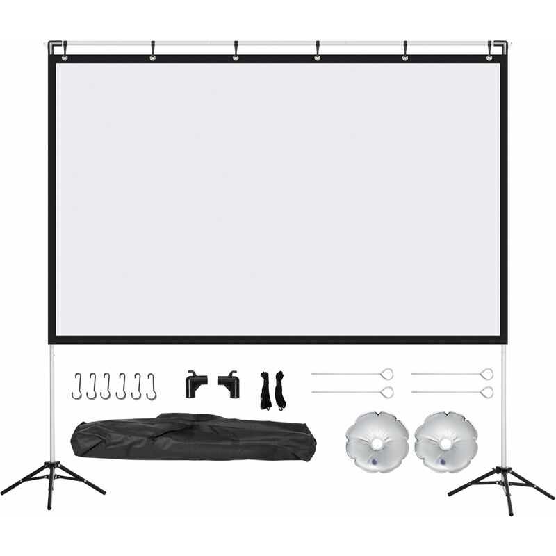 Projector Screen Portable 16:9 Projection Screen Indoor Outdoor 80 inch - White - Homcom