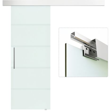 HOMCOM Puerta Corredera Cristal Puerta Deslizante de Vidrio 8mm Riel Alumino 75x210cm
