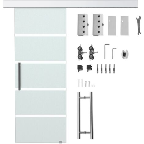 HOMCOM Puerta Corrediza de Vidrio Puerta Corredera Deslizante de Cristal 77,5x205 cm