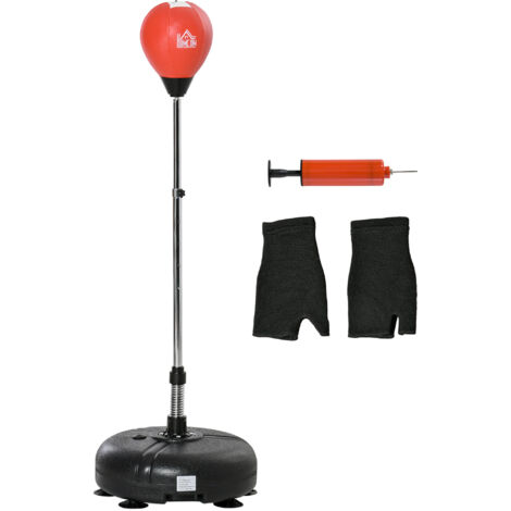 HOMCOM Punching Bag with Stand, Boxing Bag Set with Adjustable Height, Red