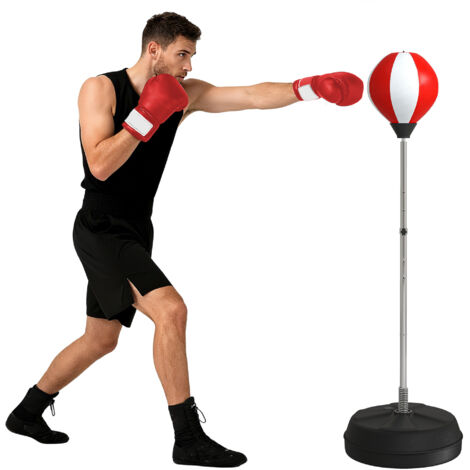 HOMCOM Punching Bag with Stand Boxing Bag Set with Adjustable Height, Red