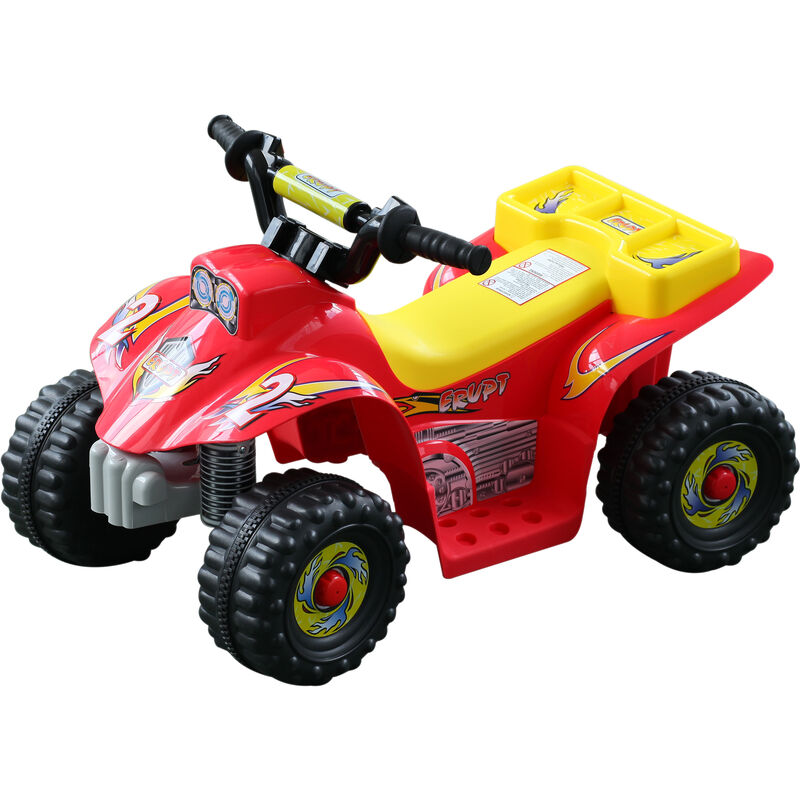 

Homcom - Quad Batería Infantil 66x43x43cm 6V 2,5 km/h Moto Eléctrica para Niños +18 Meses - Rojo, Amarillo