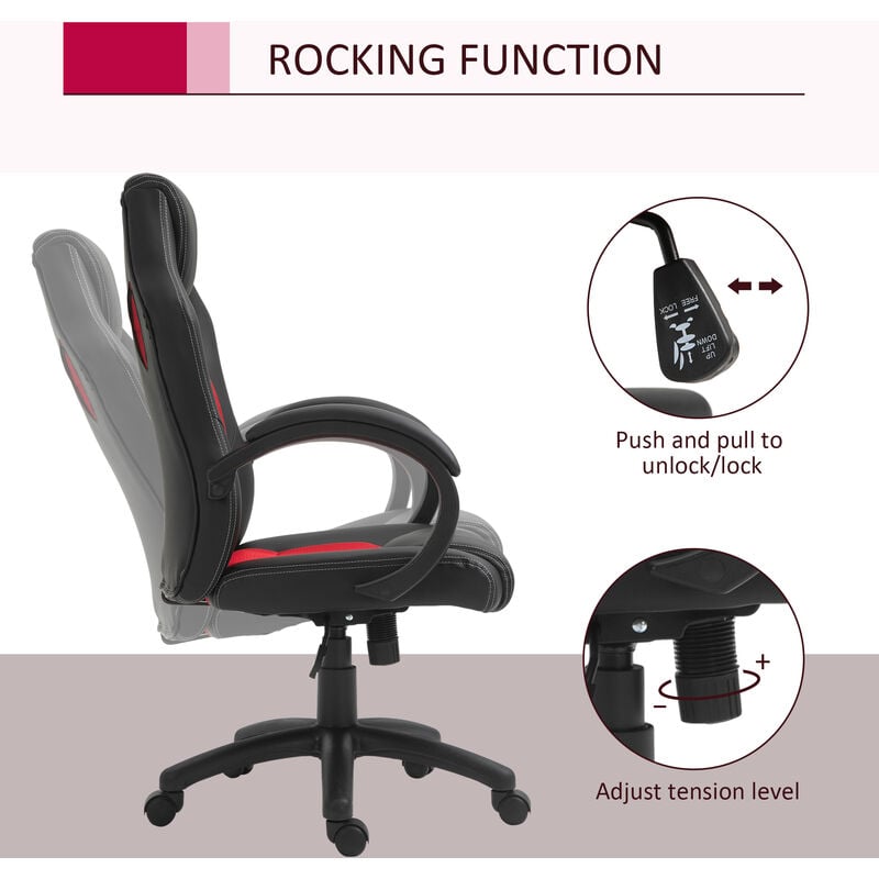 Homcom Racing Gaming Sports Chair Swivel Desk Chair Executive