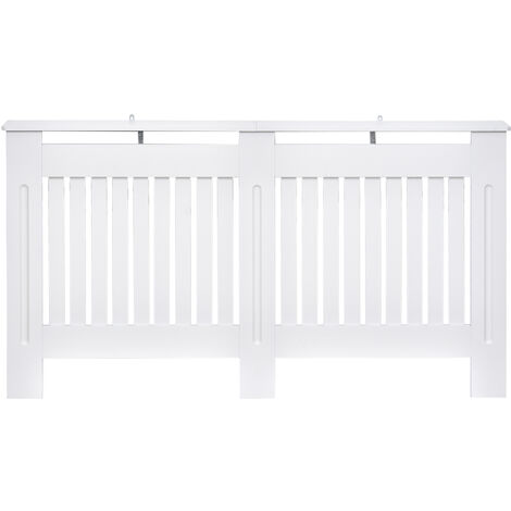 main image of "Homcom Radiator Cover Painted Slatted Cabinet MDF Lined Grill White"