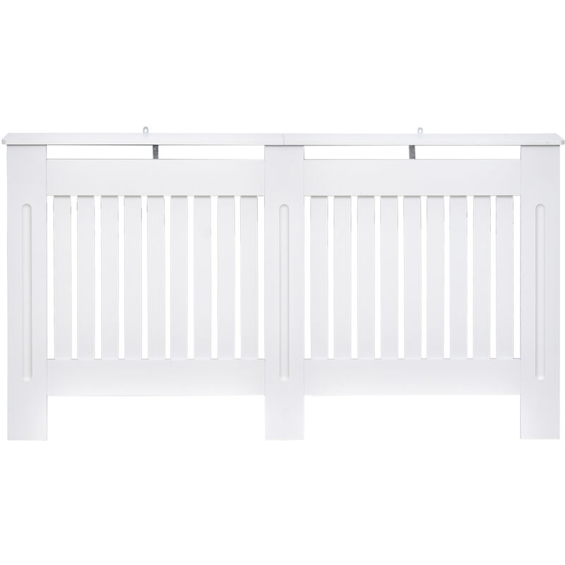 HOMCOM Radiator Cover Painted Slatted Cabinet MDF Lined Grill White 152L x 19W x 81H (cm)