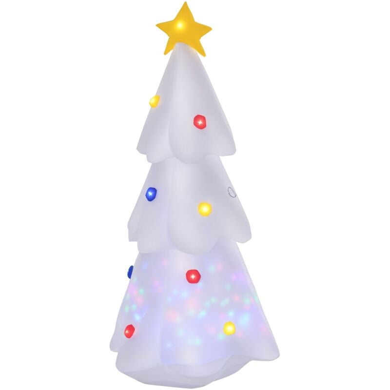 

Árbol de Navidad Inflable 122 cm de Altura con Luces LED e Inflador Decoración Navideña para Interiores Exteriores 60x51x122 cm - Blanco