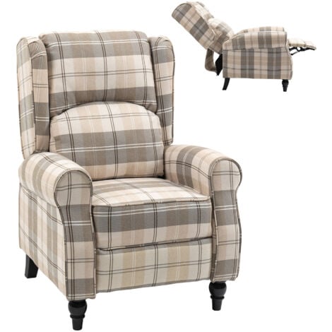 HOMCOM Recliner Chair for Living Room Wingback Chair with Padded Armrest Khaki