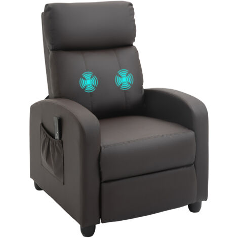 HOMCOM Recliner Sofa Chair PU Leather Massage Armcair w/ Remote Control Brown