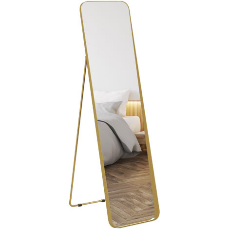HOMCOM Rectangular Full Length Mirror for Bedroom, 40 x 160 cm, Gold Tone