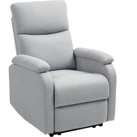 HOMCOM Relaxsessel, Fernsehsessel mit Liegefunktion, Gepolstert TV-Sessel mit Leinenoptik, Liegesessel mit Taschenfederkern, Ruhesessel bis 150 kg belastbar für Wohnzimmer, Grau