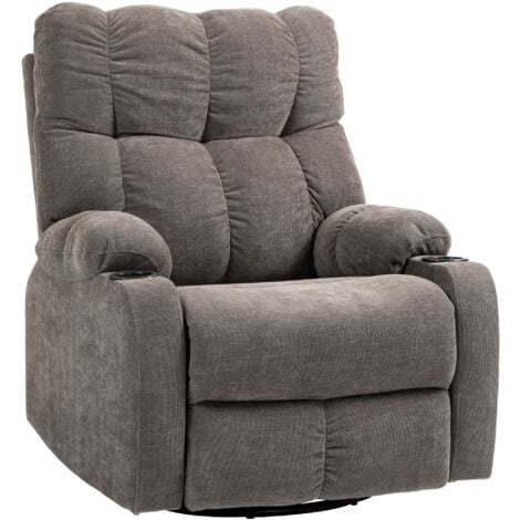 HOMCOM Relaxsessel Fernsehsessel mit Liegefunktion Liegesessel Sessel mit Verstellbarer Rückenlehne, Fußstütze Ruhesessel mit Leinen-Optik für Wohnzimmer Schlafzimmer, Hellbraun