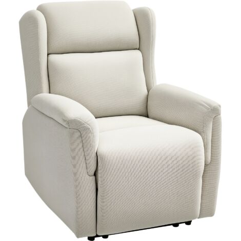 HOMCOM Relaxsessel Fernsehsessel mit Liegefunktion Liegesessel Sessel mit Verstellbarer Rückenlehne, Fußstütze TV-sessel aus Baumwoll-Leinen-Gewebe für Wohnzimmer Schlafzimmer, Beige