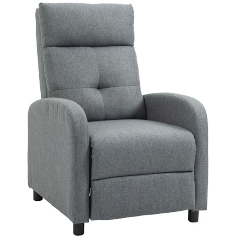 HOMCOM Relaxsessel, Fernsehsessel mit Liegefunktion, TV-Sessel mit Leinenoptik, Gepolstert Liegesessel mit Taschenfederkern, Ruhesessel bis 150 kg belastbar für Wohnzimmer, Grau