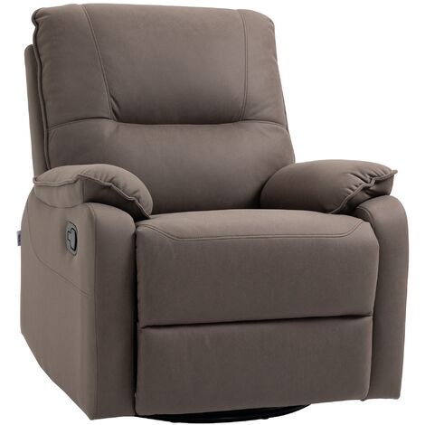 HOMCOM Relaxsessel Liegesessel 135° neigbar drehbar Fernsehsessel Ruhesessel mit Fußstütze belastbar bis 150 kg für Wohnzimmer Schlafzimmer Polyester Braun 82 x 95 x 98cm - braun