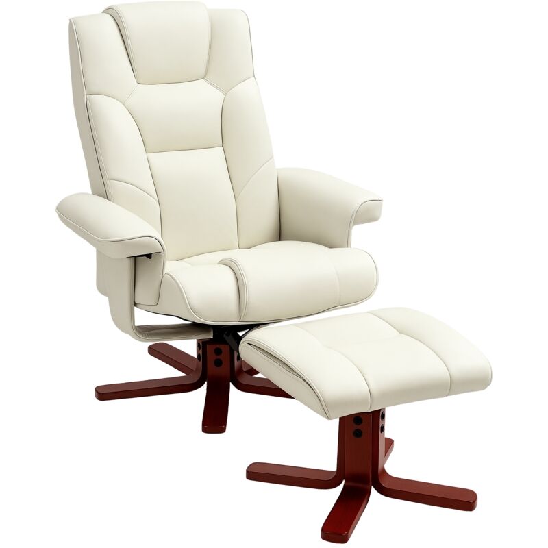 Homcom Relaxsessel Mit Hocker, Fernsehsessel Mit Liegefunktion, Wippfunktion, Gepolstert Liegesessel Mit Verstellbarer Rückenlehne, Bis 150 Kg, Für