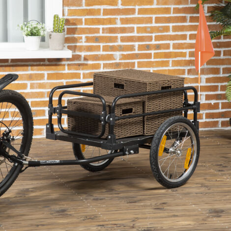HOMCOM Remorque pliable pour vélo en acier roues 16 pouces charge max. 40 kg avec barre d'attelage universelle