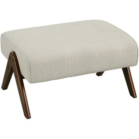HOMCOM reposapiés de salón taburete bajo tapizado en pana otomana rectangular con asiento acolchado y patas de madera para sala de estar dormitorio