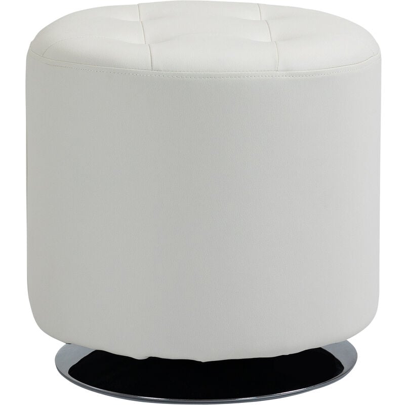 

Homcom - Reposapiés Otomano Giratorio Taburete Puff Redondo Tapizado en Piel Sintético de Estilo Moderno para Dormitorio Entrada Salón Ø45,5x44,5 cm