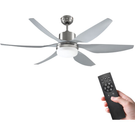 HOMCOM Reversible Ceiling Fan w/ Light, 6 Blades Indoor LED Lighting Fan, Silver