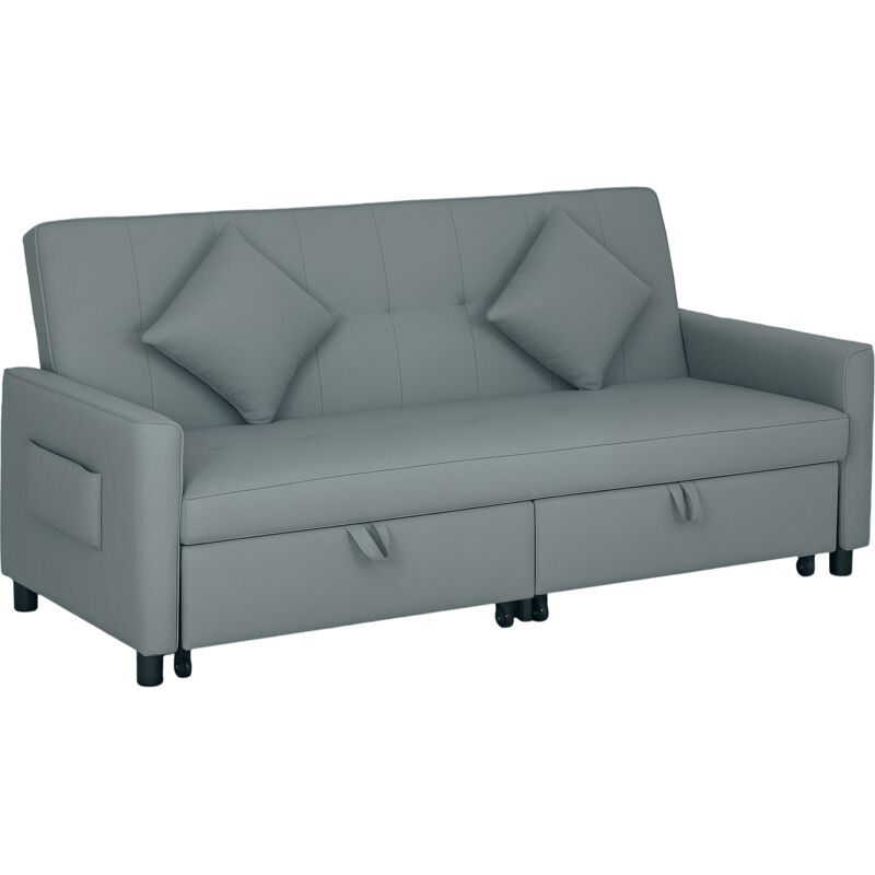 Homcom - Reversible L-Shaped Sectional Sofa Bed with Cushions, Grey