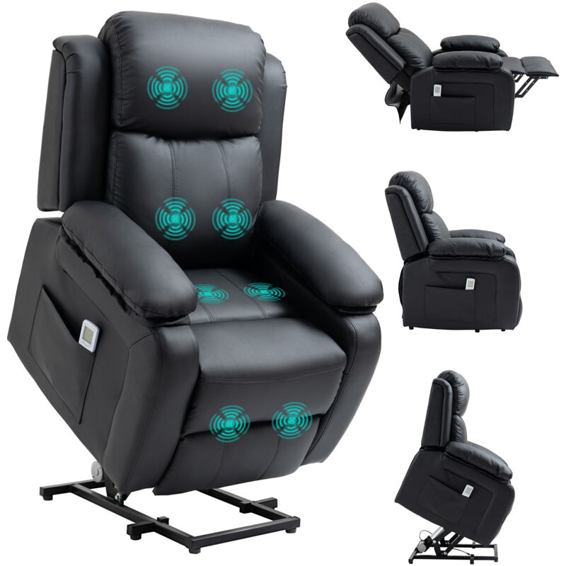 Homcom - Riser and Recliner Chair Power Lift Recliner with Remote Black