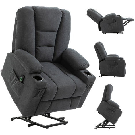 HOMCOM Riser and Recliner Chair w/ Remote, Lift Chair for Elderly Charcoal Grey