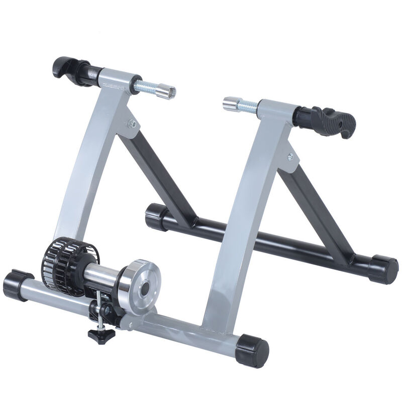

Rodillo de Bicicleta Entrenamiento Plegable con Resistencia Magnética para Ruedas de 650C/700C o 26-28 Pulgadas Carga 135 kg 54,5x47,2x39,1 cm - Plata