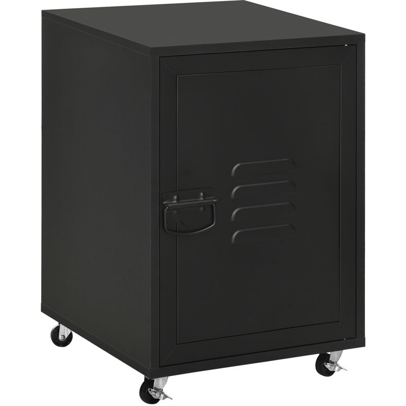 Rolling Storage Cabinet Mobile File Cabinet With Adjustable Shelf, Wheels & Metal Door for Home Office, Bedroom Living Room, Black - Homcom
