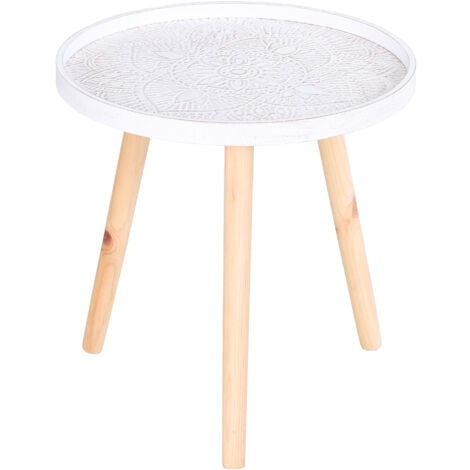 Huidao Round Side Table Wooden Tray Table with Metal Tripod Stand Nightstand Coffee Table End Table for Living Room Bedroom Offi