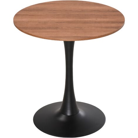 main image of "HOMCOM Round Dining Table Stylish Bistro Home Furniture w/ Metal Base Brown"