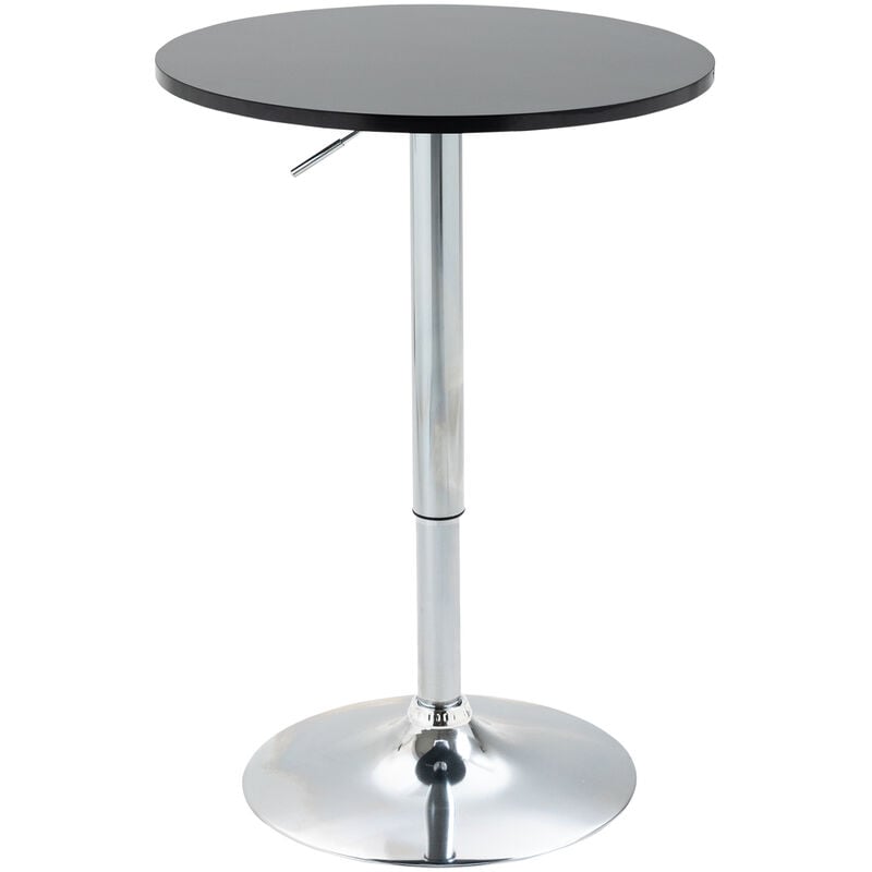 Round Height Adjustable Bar Table Counter Pub Desk with Metal Base for Home Bar, Dining Room, Kitchen, Black - Homcom